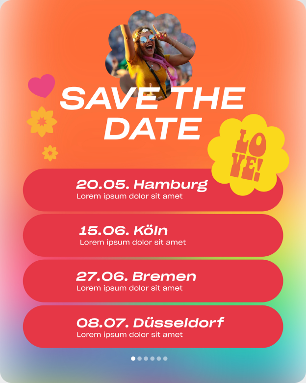 Instagram-Post: Save the Date mit allen Terminen
